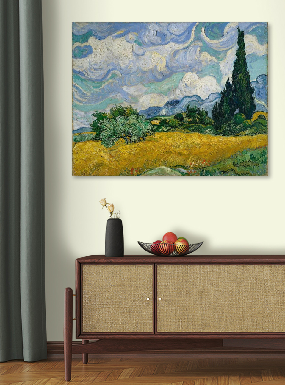 Cipressen onder draaiende wolken — interieur 3