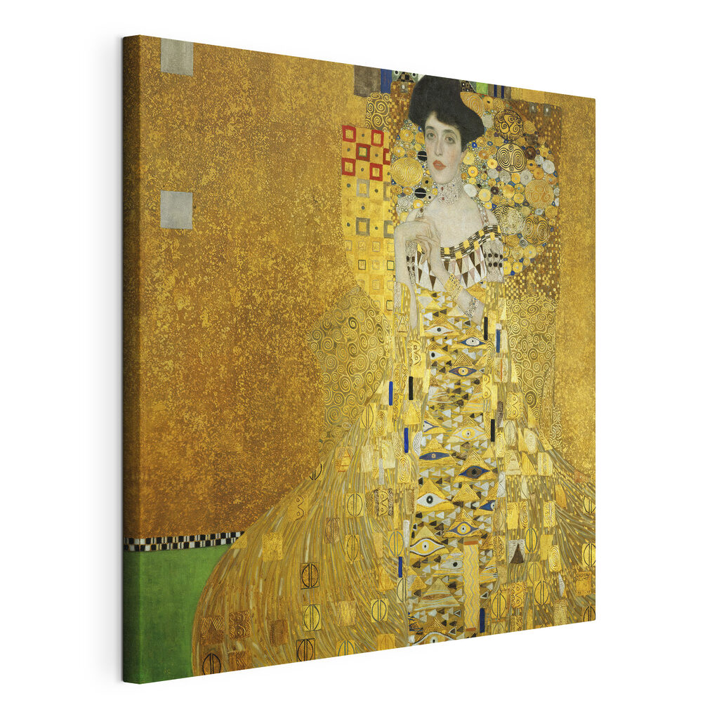Een portret in goud, gespannen canvas met doorlopende rand