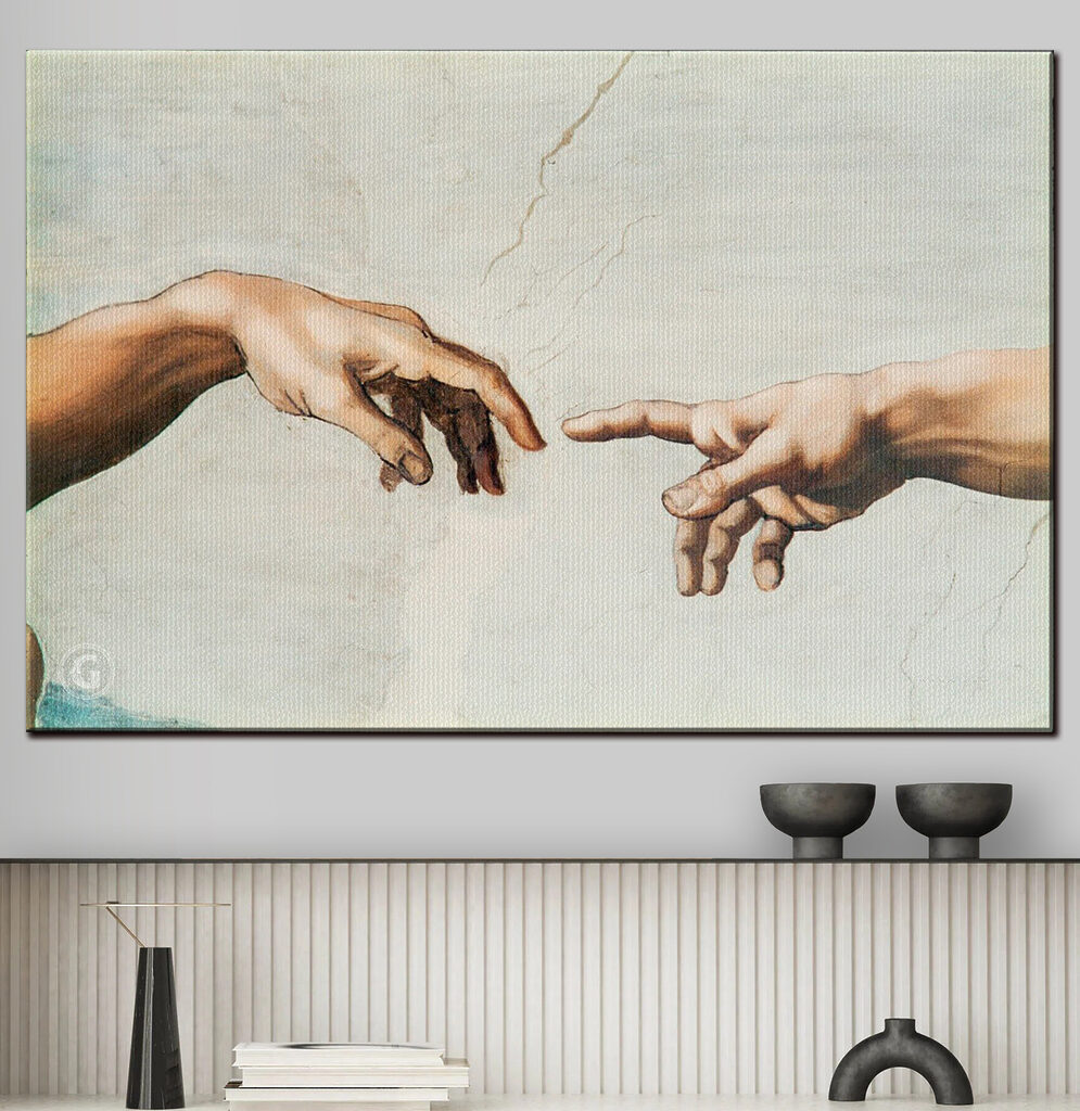 De schepping van Adam in een interieur