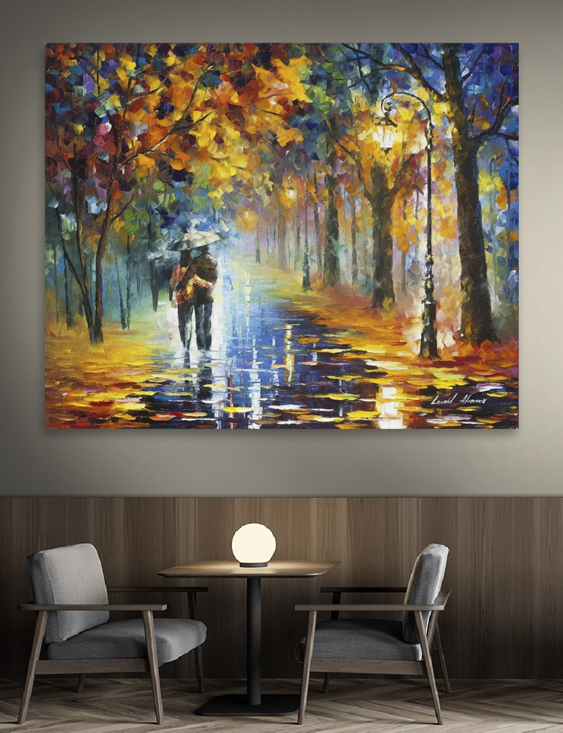 Samen door de herfstregen — interieur 3