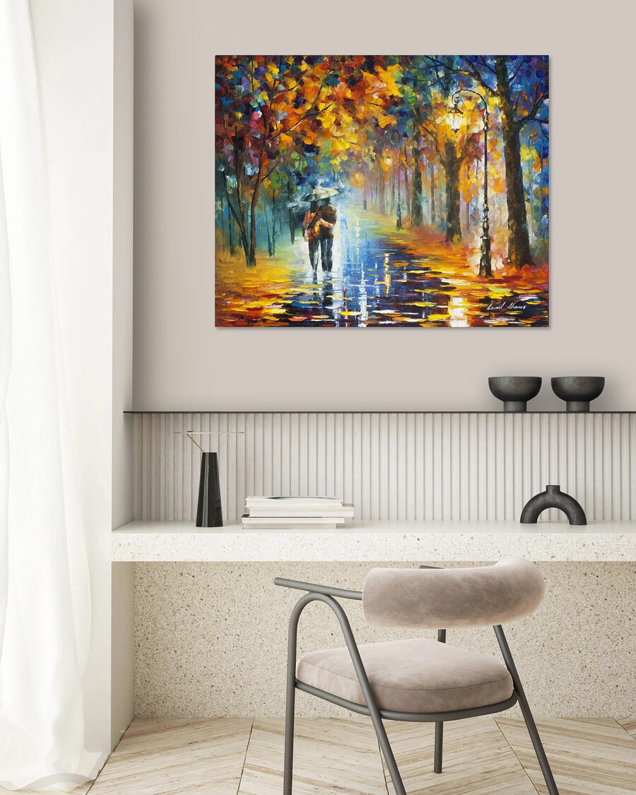 Samen door de herfstregen — interieur 4