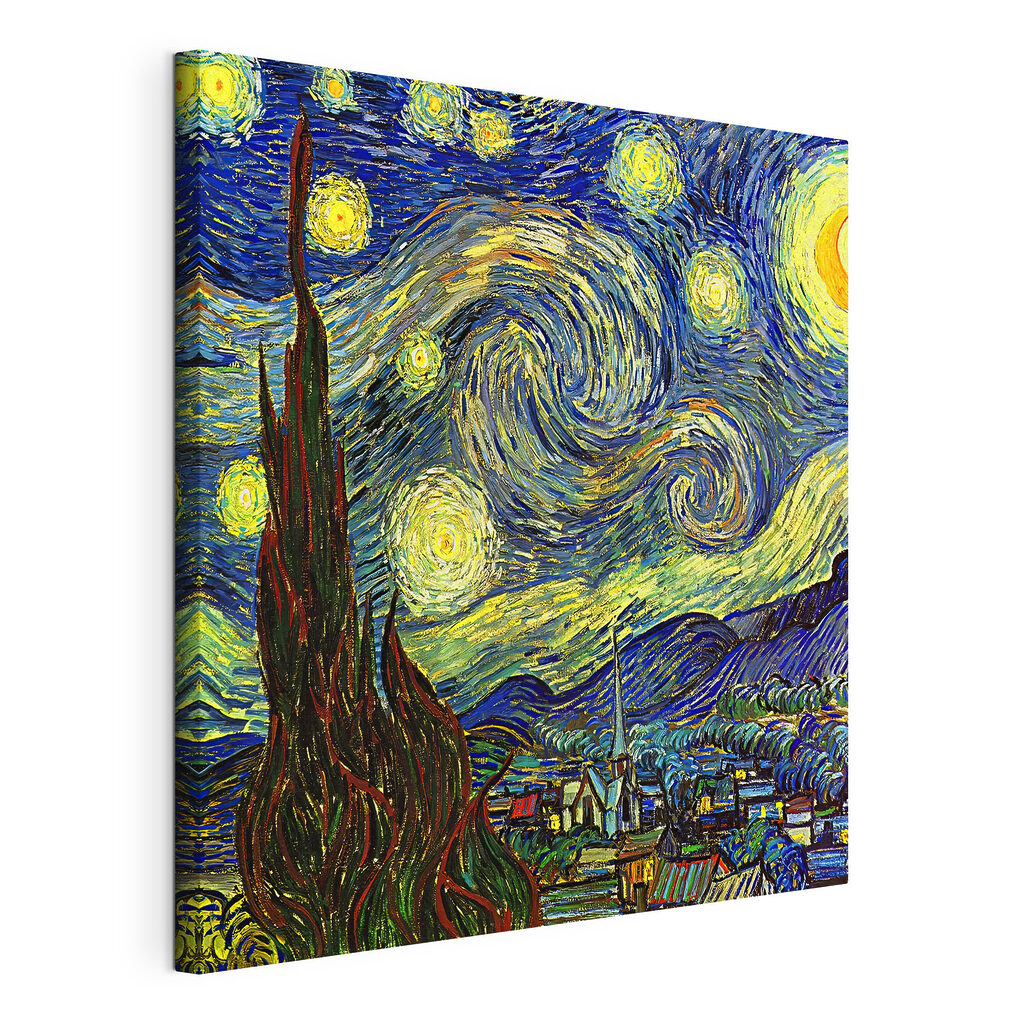 De sterrennacht, gespannen canvas met doorlopende rand