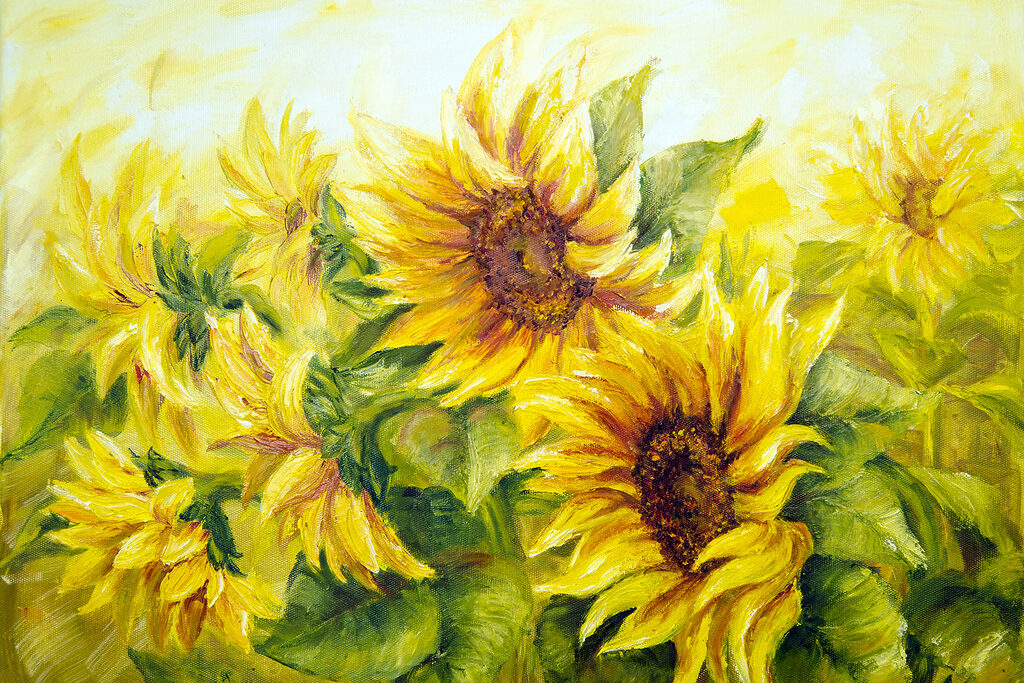 Zonnebloemen in warm geel — volledig ontwerp