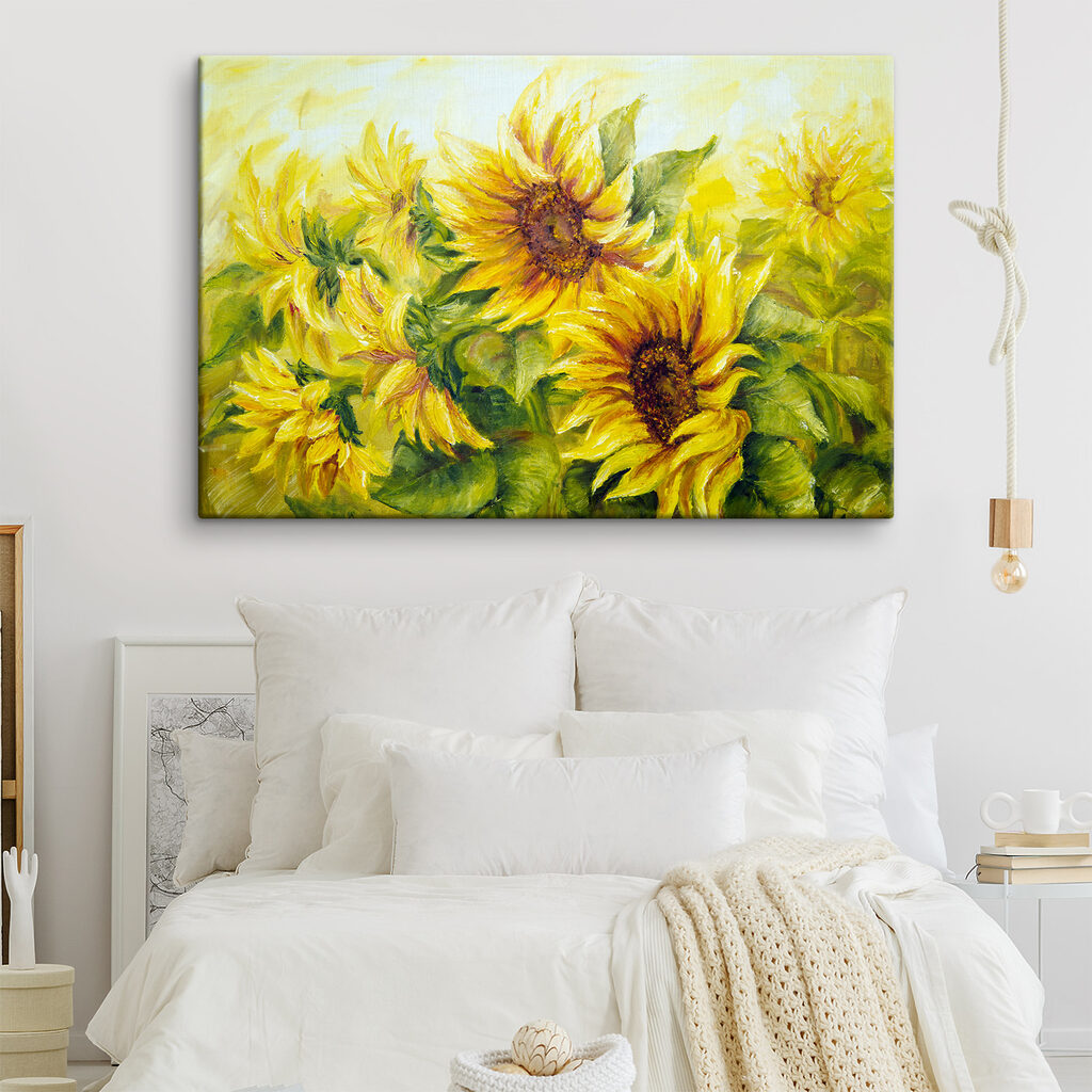 Zonnebloemen in warm geel — interieur 4