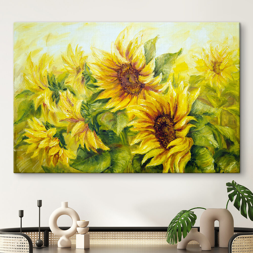 Zonnebloemen in warm geel — interieur 5