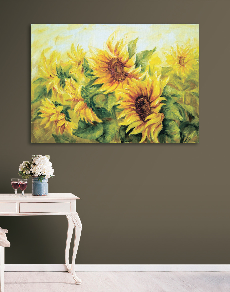 Zonnebloemen in warm geel — interieur 3
