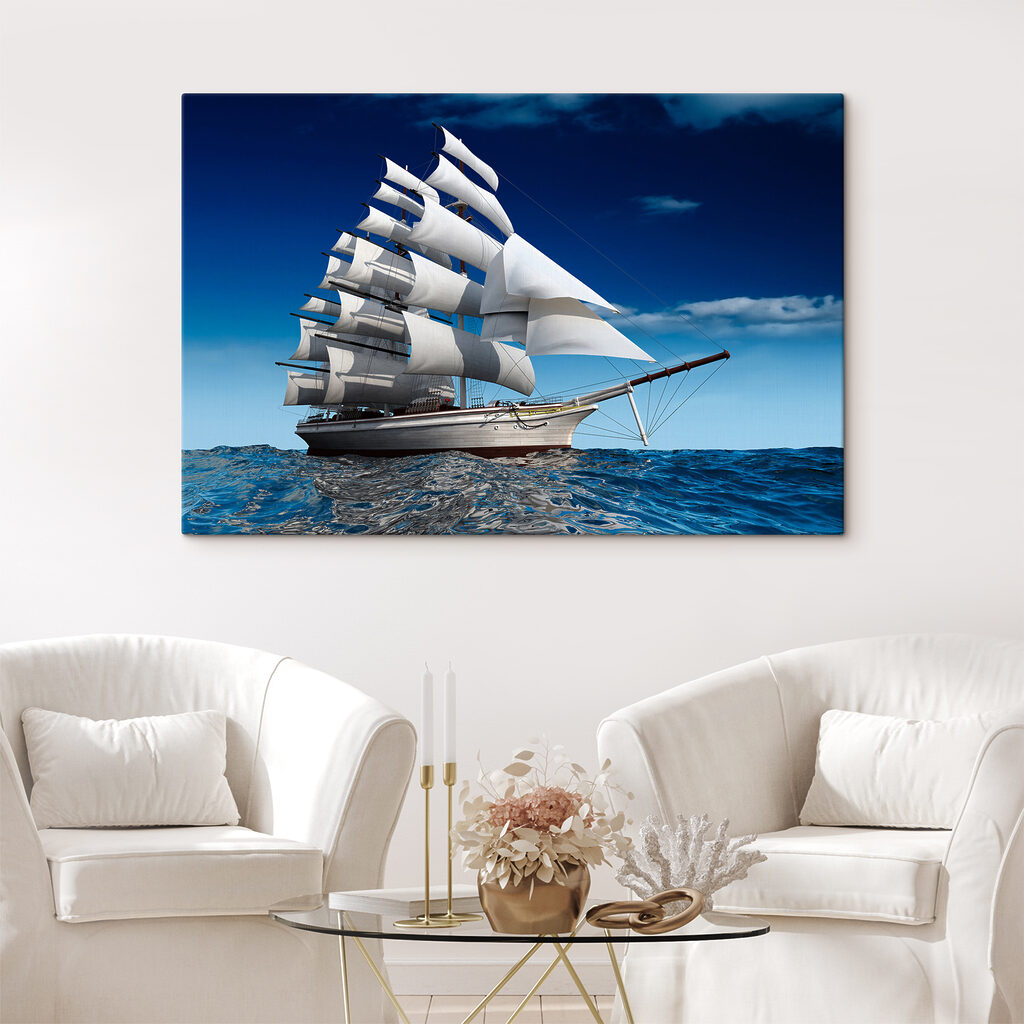 Witte zeilen op nachtblauw — interieur 4