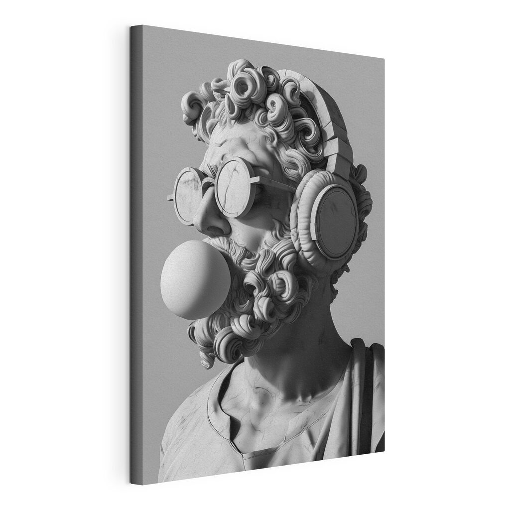 Een klassieke kauwgombubbel, gespannen canvas met doorlopende rand