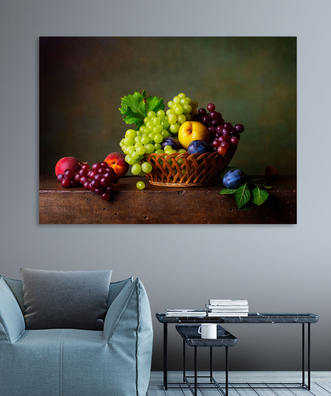 Fruitmand op tafel — interieur 1