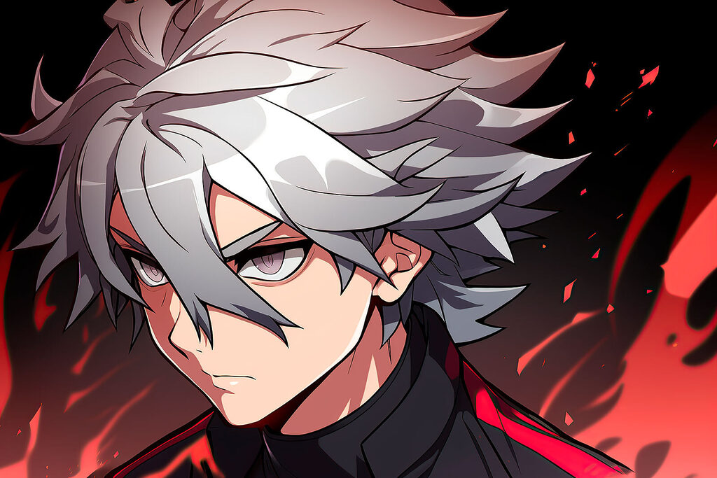 Anime in rode gloed — volledig ontwerp