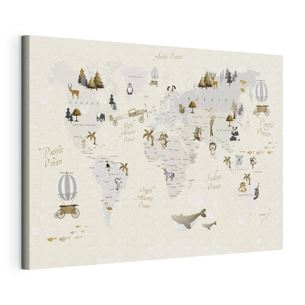 De wereld als avontuur, gespannen canvas met doorlopende rand