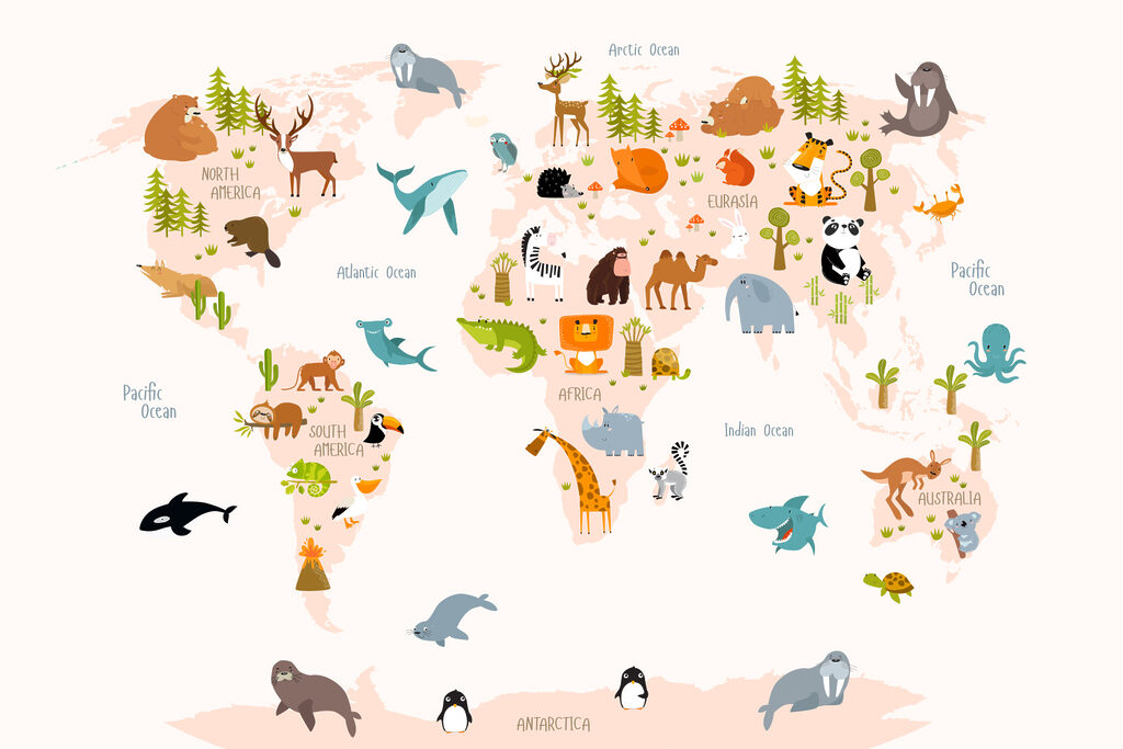 Dieren reizen de wereld — volledig ontwerp