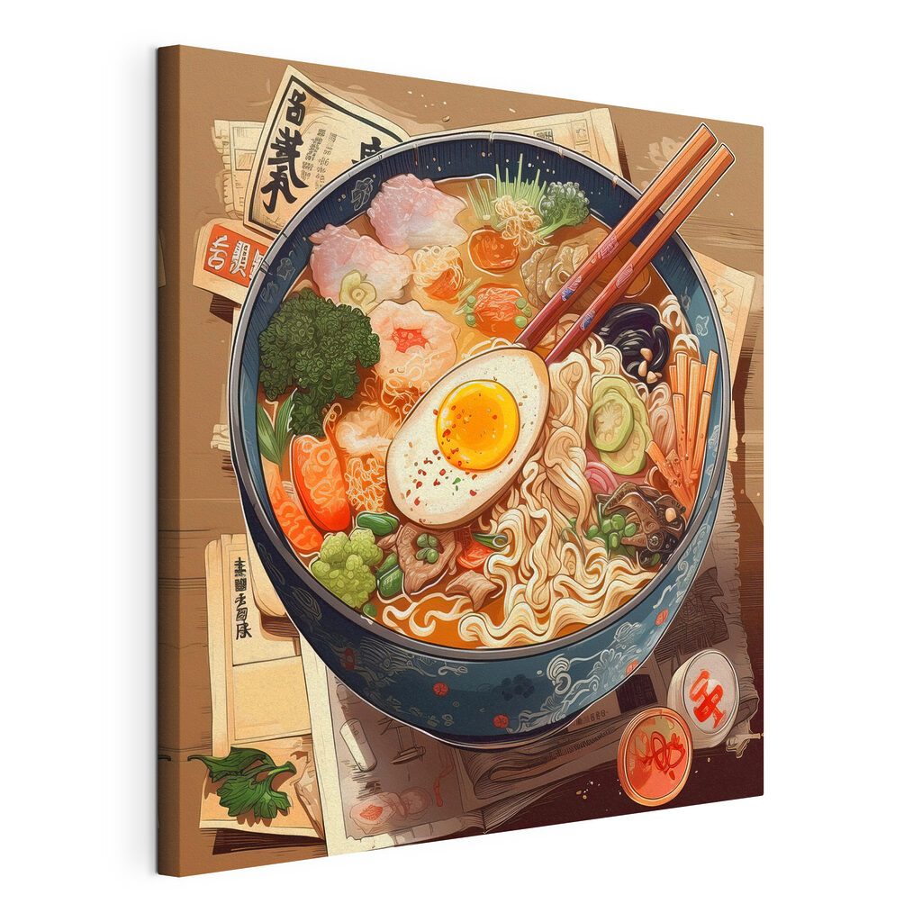 Een kom vol ramen, gespannen canvas met doorlopende rand