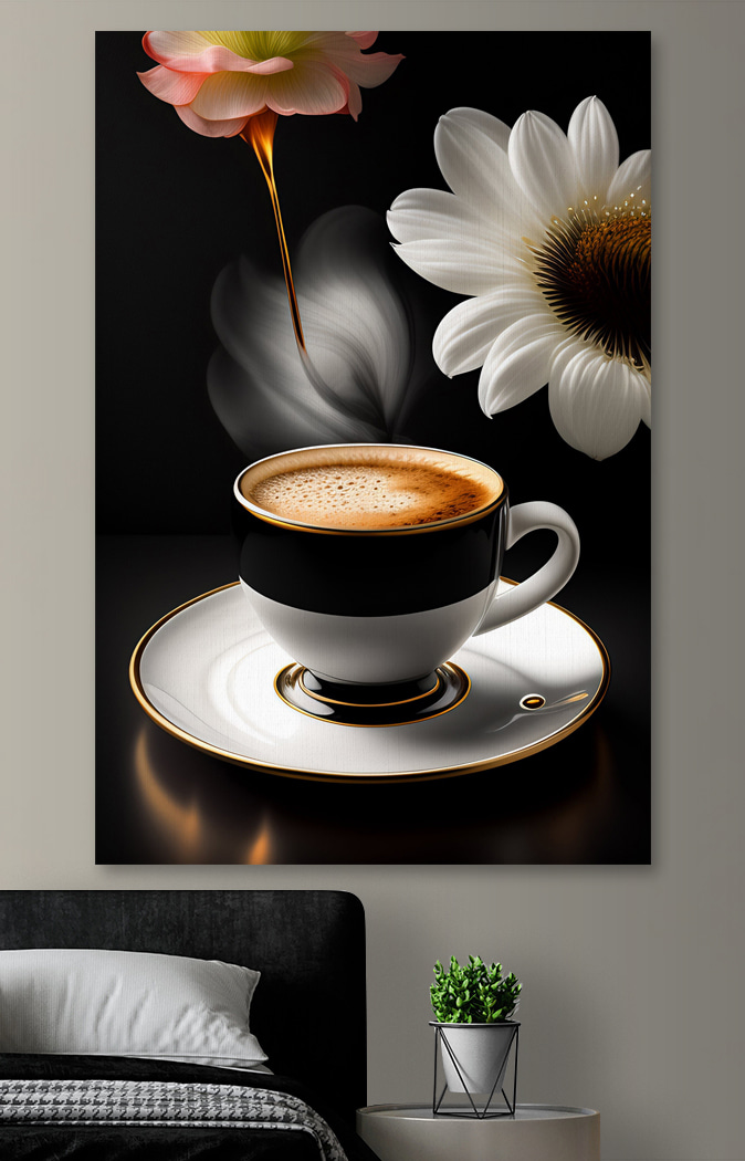 Bloemen naast zwarte koffie — interieur 2