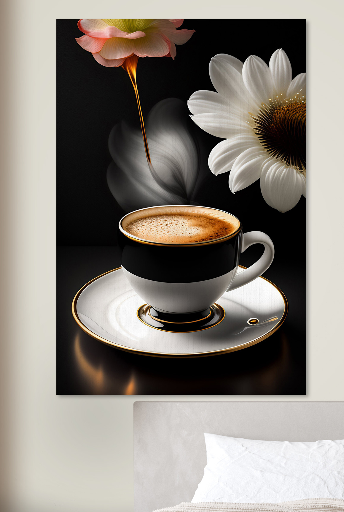 Bloemen naast zwarte koffie — interieur 1