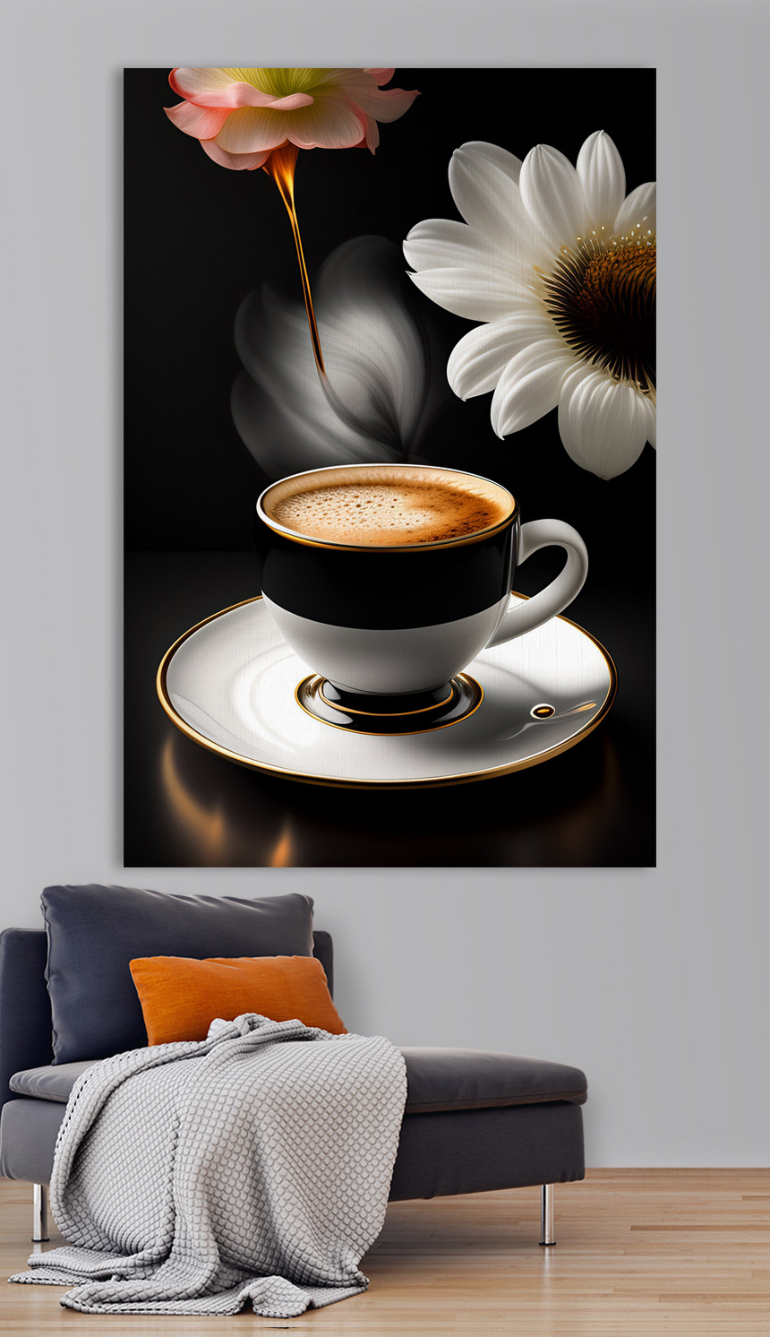 Bloemen naast zwarte koffie — interieur 3