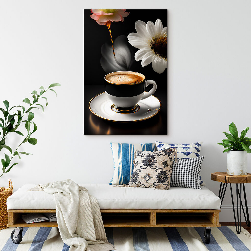 Bloemen naast zwarte koffie — interieur 6