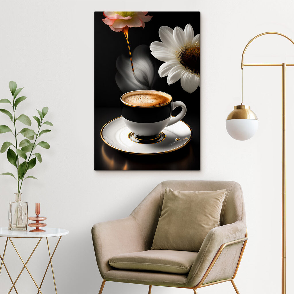 Bloemen naast zwarte koffie — interieur 7