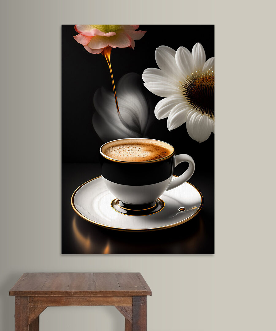 Bloemen naast zwarte koffie — interieur 5
