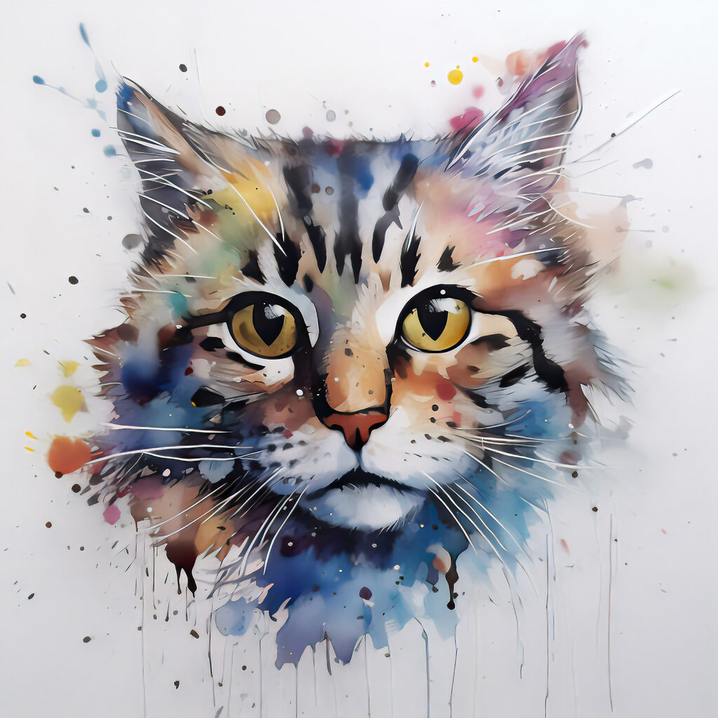 Een katje in aquarel — volledig ontwerp