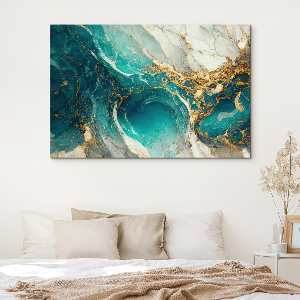 Turquoise stroom met goud — interieur 4