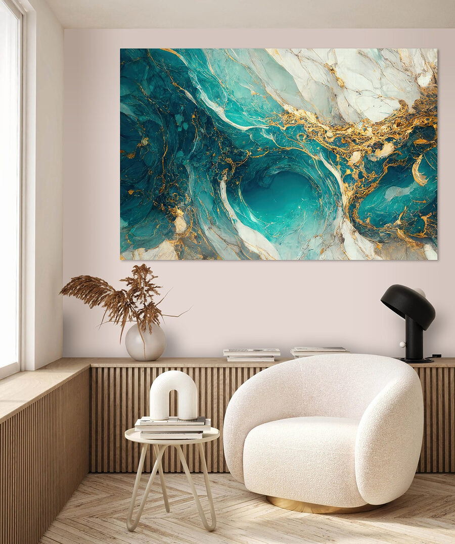 Turquoise stroom met goud — interieur 3