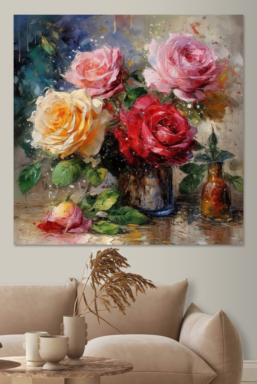 Rozen in metalen vaas — interieur 3