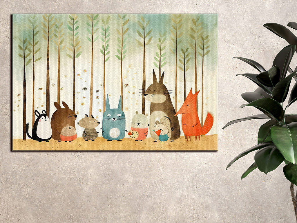 Een groep dieren in een lijn in een interieur