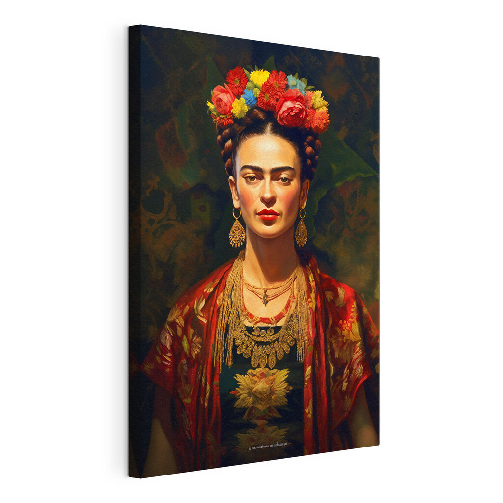 Warme blik onder bloemen, gespannen canvas met doorlopende rand