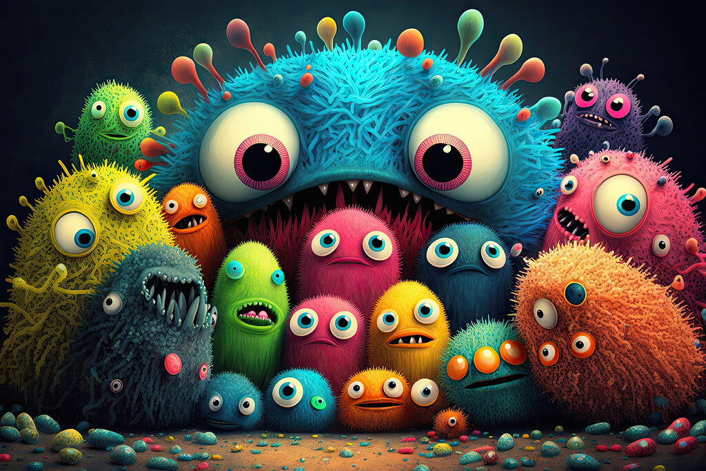 Een stel vrolijke monsters — volledig ontwerp
