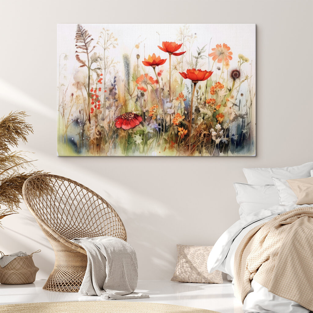 Rode bloemen boven grassen — interieur 3