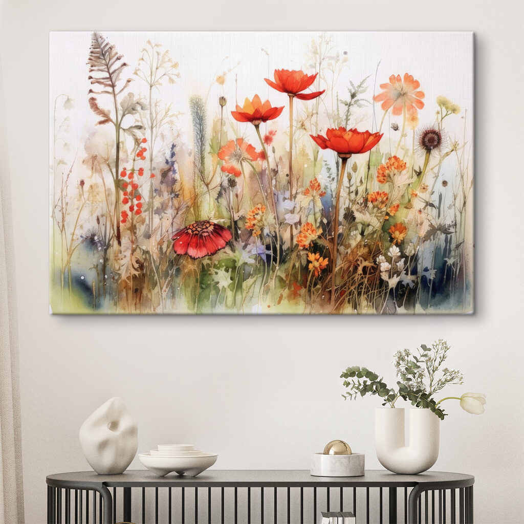 Rode bloemen boven grassen — interieur 4