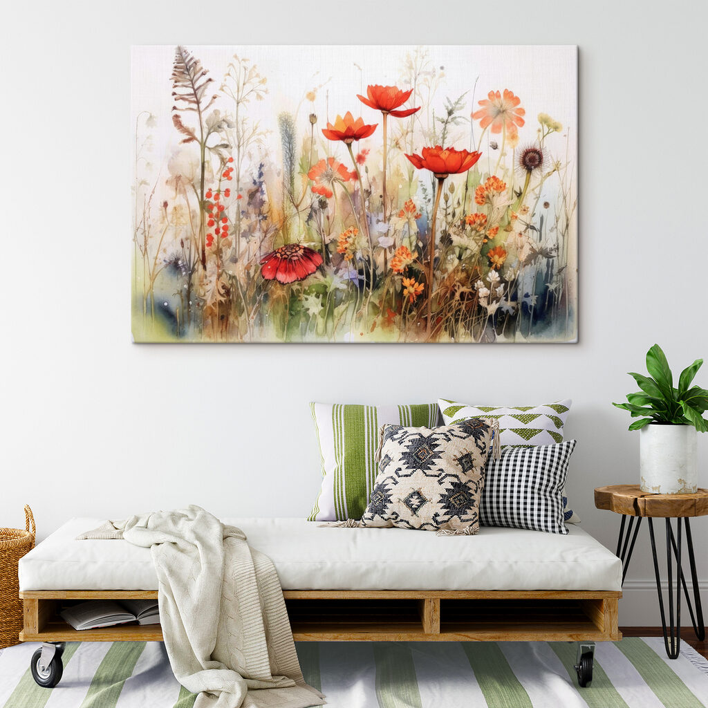 Rode bloemen boven grassen — interieur 5