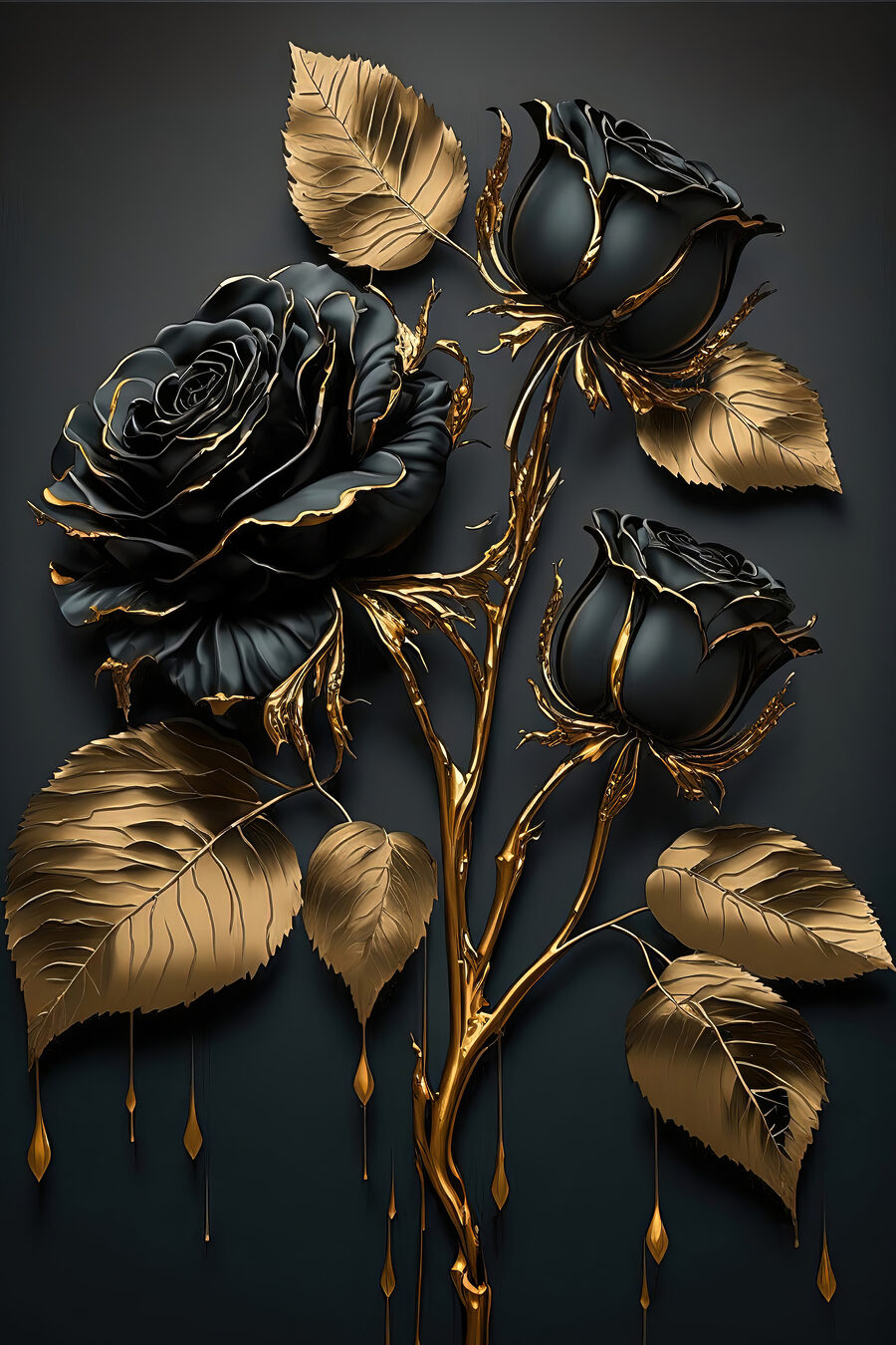 Zwarte rozen met goud — volledig ontwerp