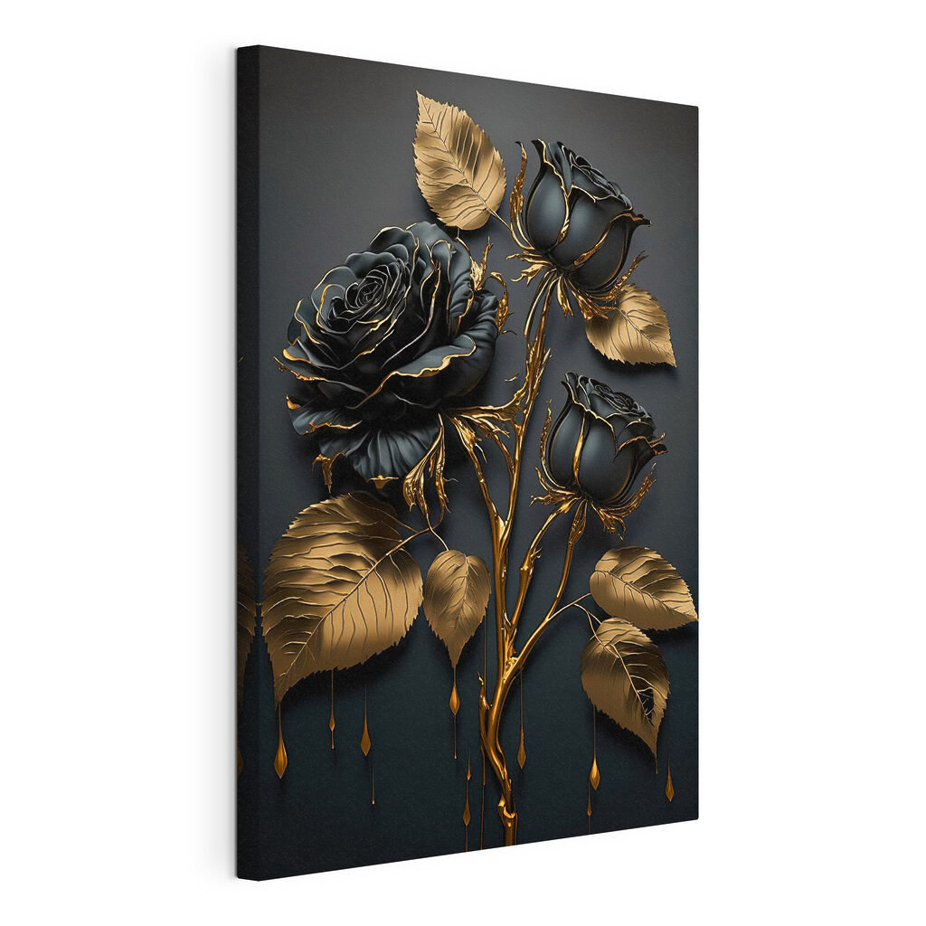 Zwarte rozen met goud — productweergave