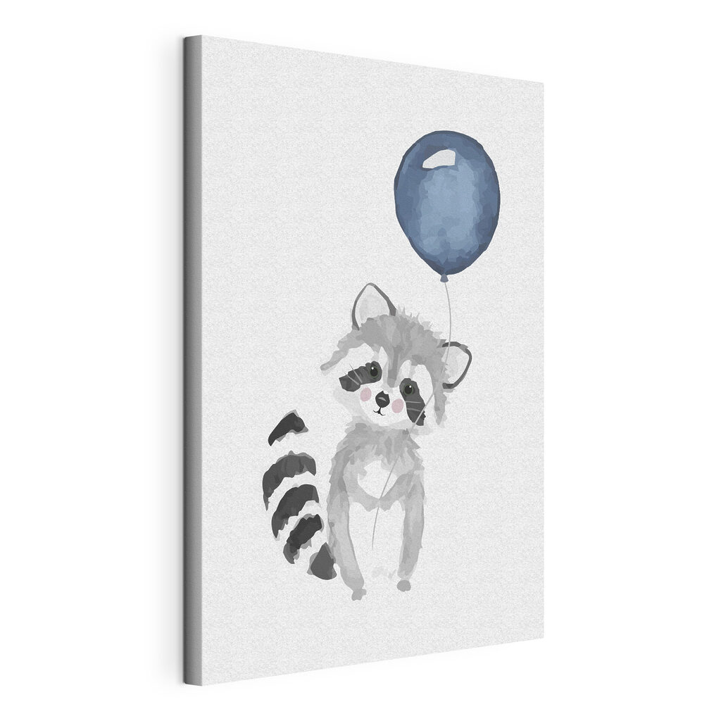 Wasbeertje met een ballon, gespannen canvas met doorlopende rand