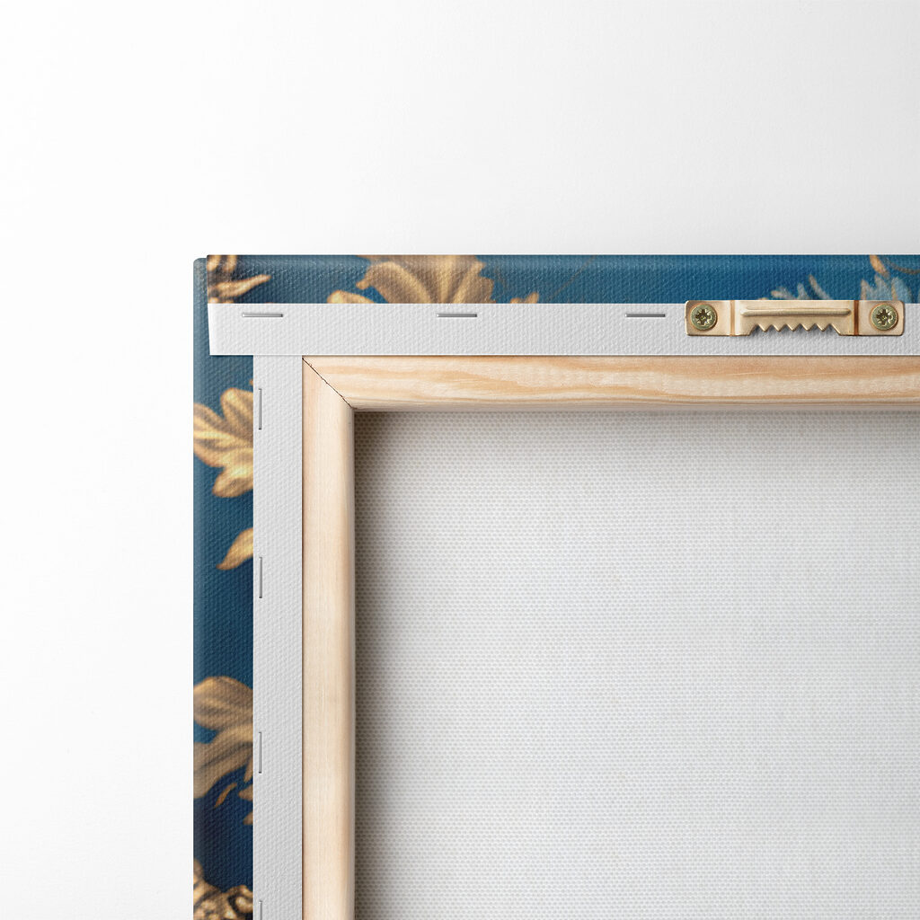 Blauwe bloemen met sierbladeren — achterkant