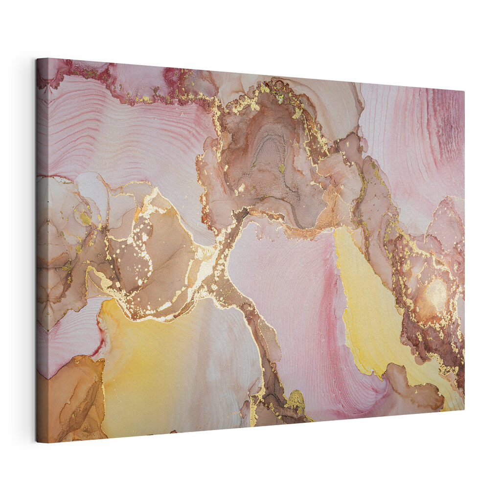 Roze aders met goudranden, gespannen canvas met doorlopende rand