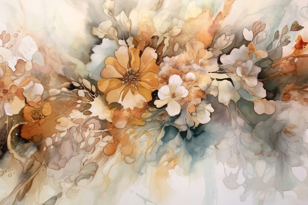 Bloemen in warme aquarel — volledig ontwerp
