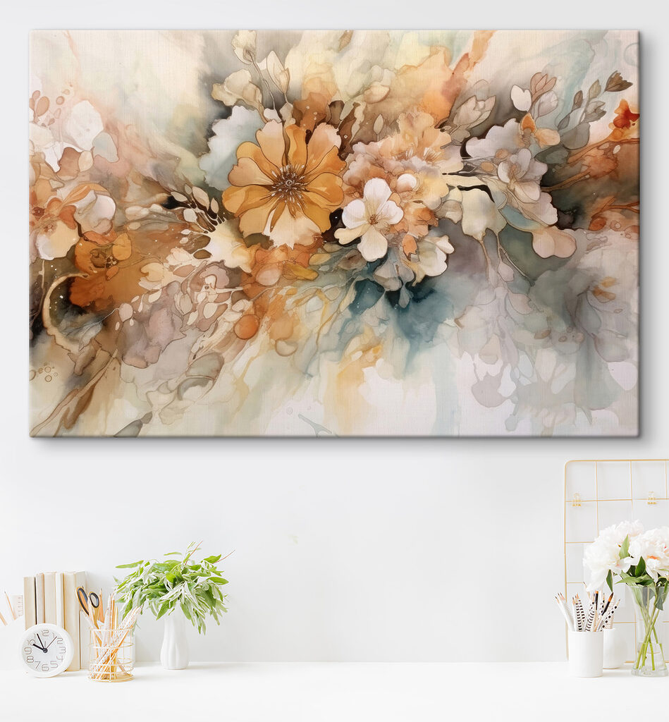Bloemen in warme aquarel — interieur 5