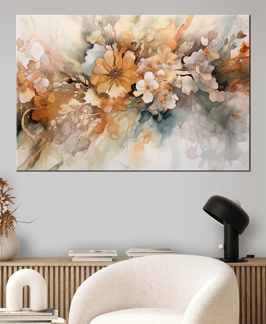 Bloemen in warme aquarel — interieur 2
