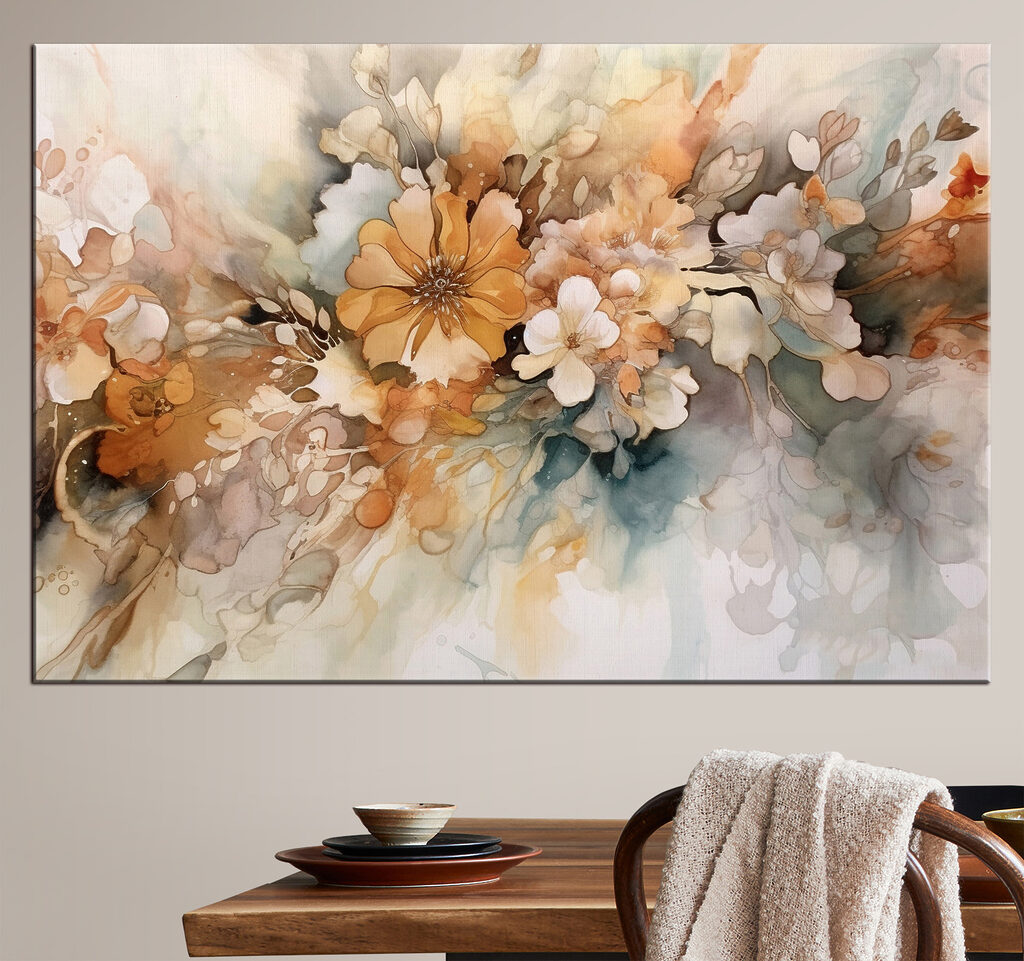 Bloemen in warme aquarel — interieur 1