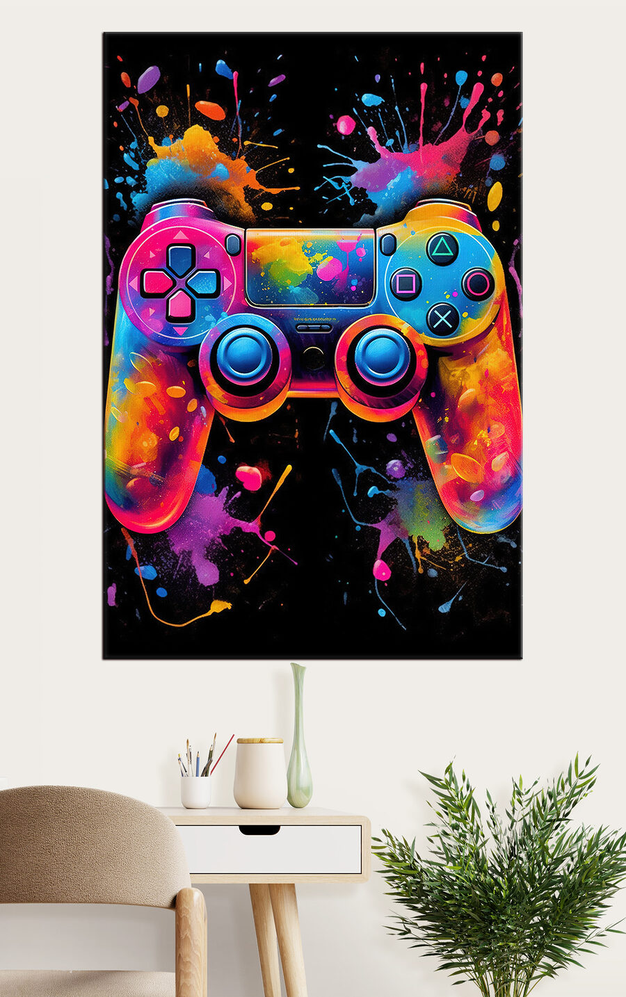 Controller vol kleurspatten — interieur 1
