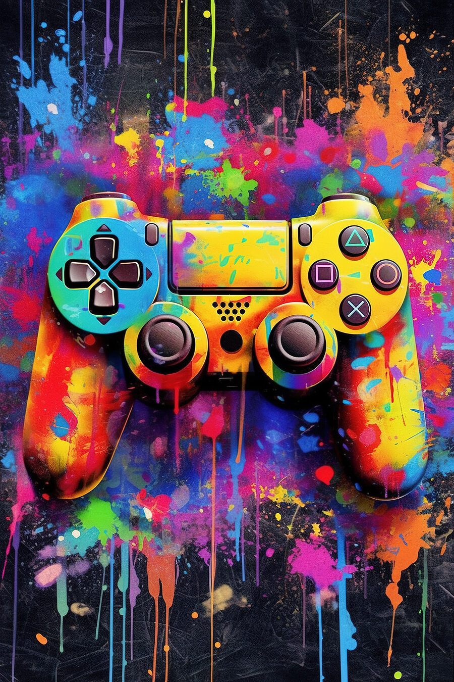 Controller met druipende kleuren — volledig ontwerp