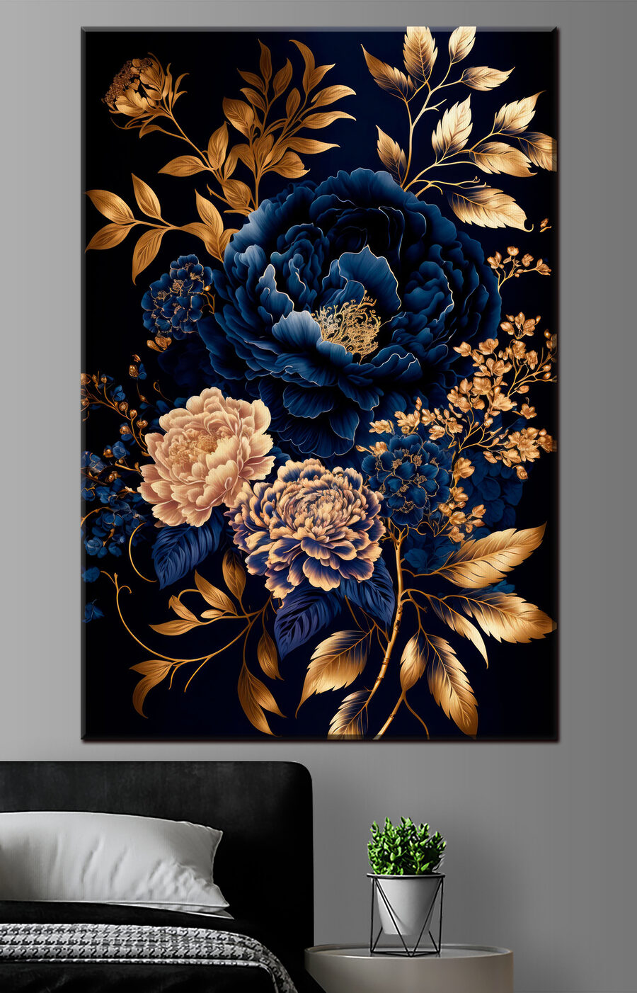 Bloemen in koningsblauw — interieur 1