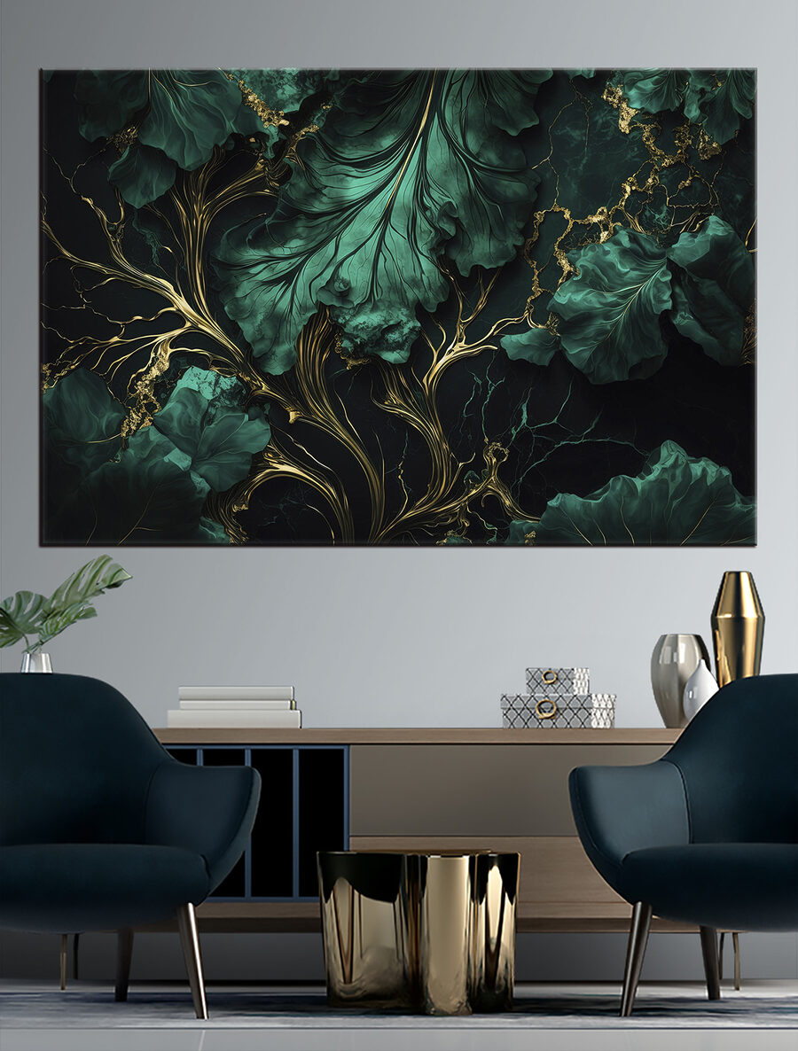 Groene nerven op zwart — interieur 1