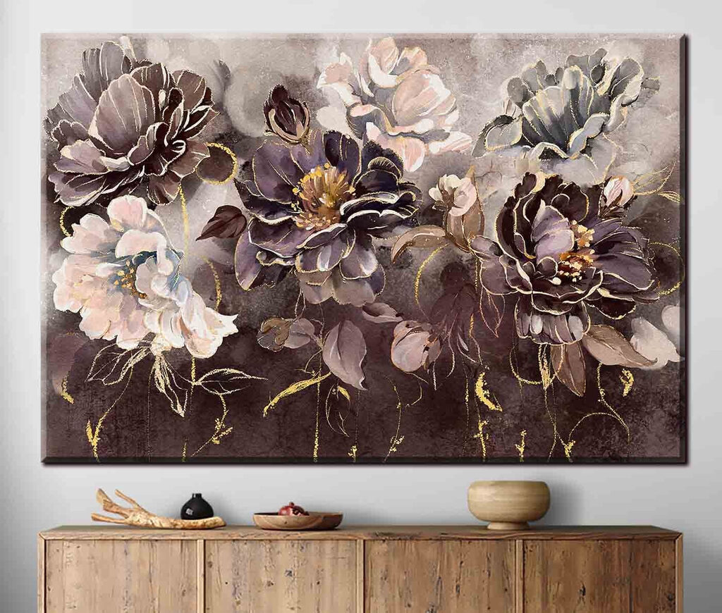 Bloemen in diepe grijstinten — interieur 1