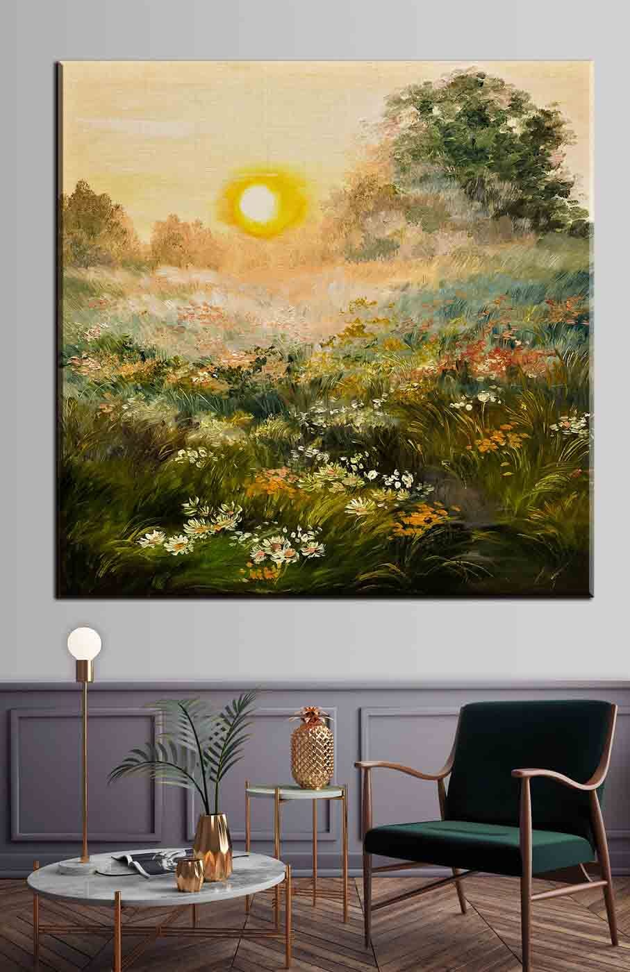 Avondlicht over veldbloemen — interieur 2