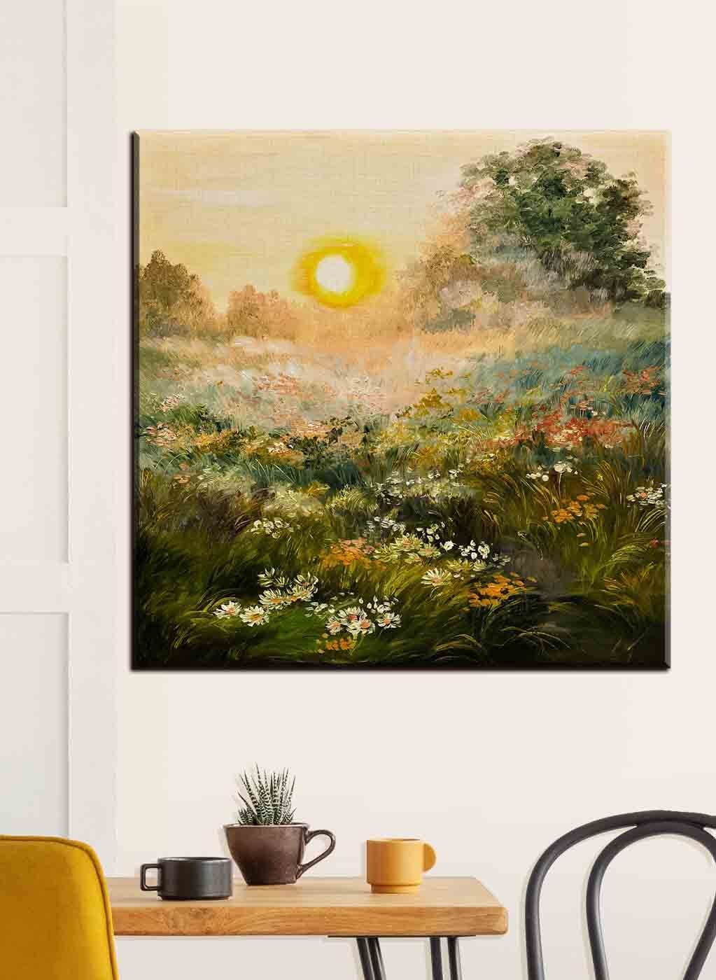Avondlicht over veldbloemen — interieur 1