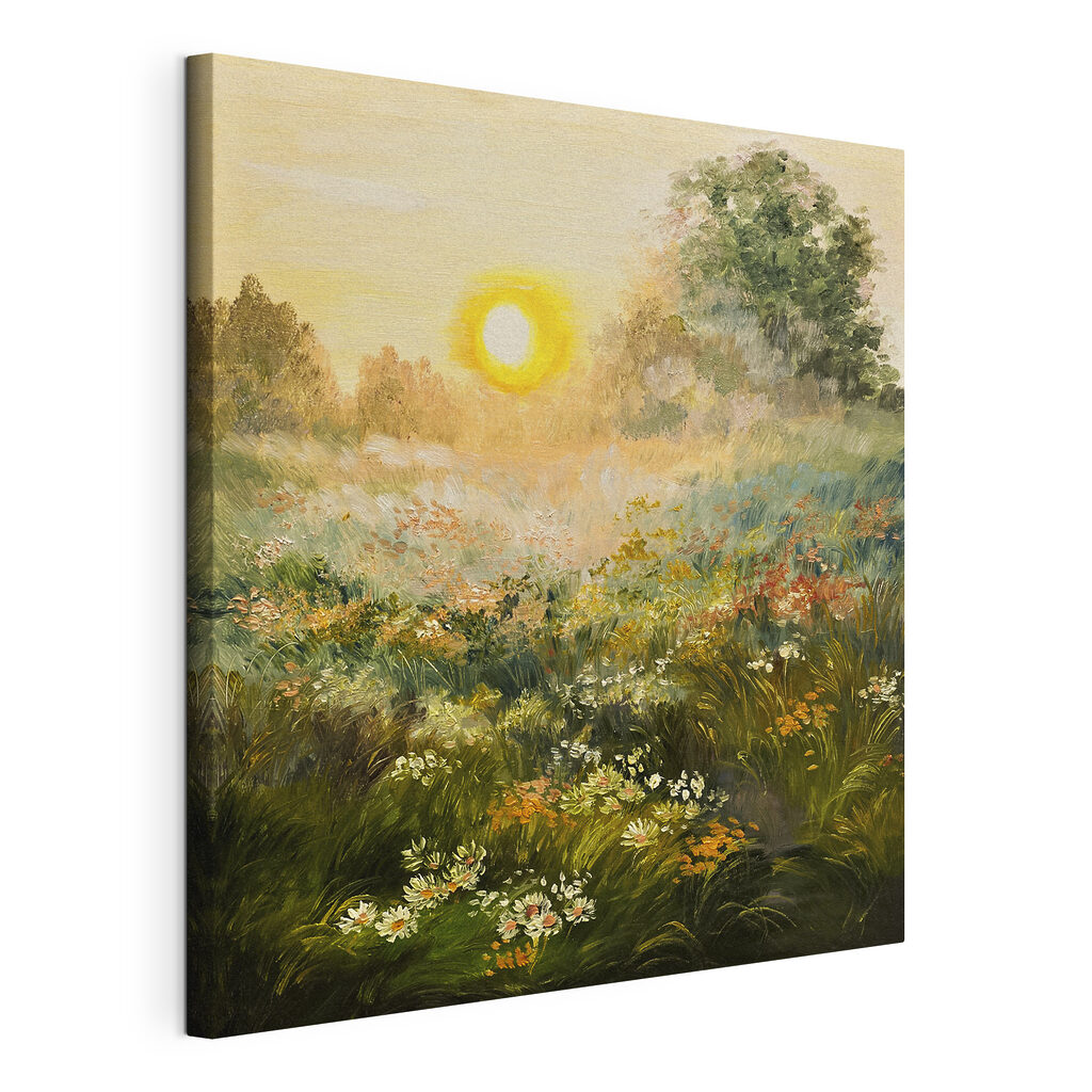 Avondlicht over veldbloemen — productweergave